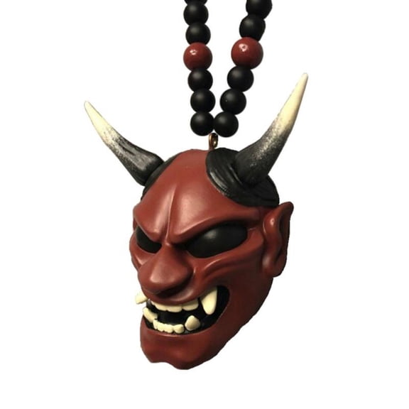 ZPAQI Novelty Japanese Oni Samurai Car Hanging Pendant Halloween Devil Decoration Rearview Mirrors Styling