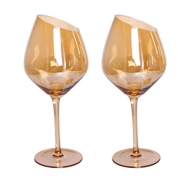 ZPAQI Oblique Cut Red Wine Champagne Glass Home Colorful Amber Smokey for Grey Restaur