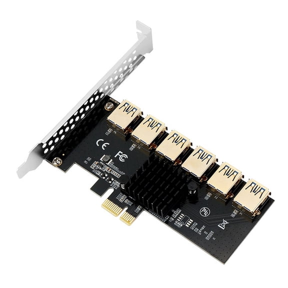 ZPAQI PCI-Express 1x to 16x 1 to 6 USB 3.0 Mining Riser Card PCI-E Gold-plated Ports