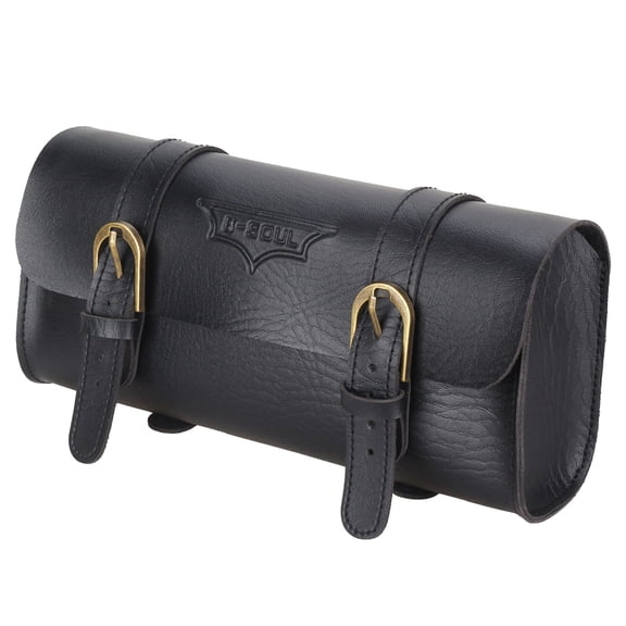 ZPAQI PU Leather Handmade Motorcycle Fork Bag Roll, Durable Storage Pouch with Straps