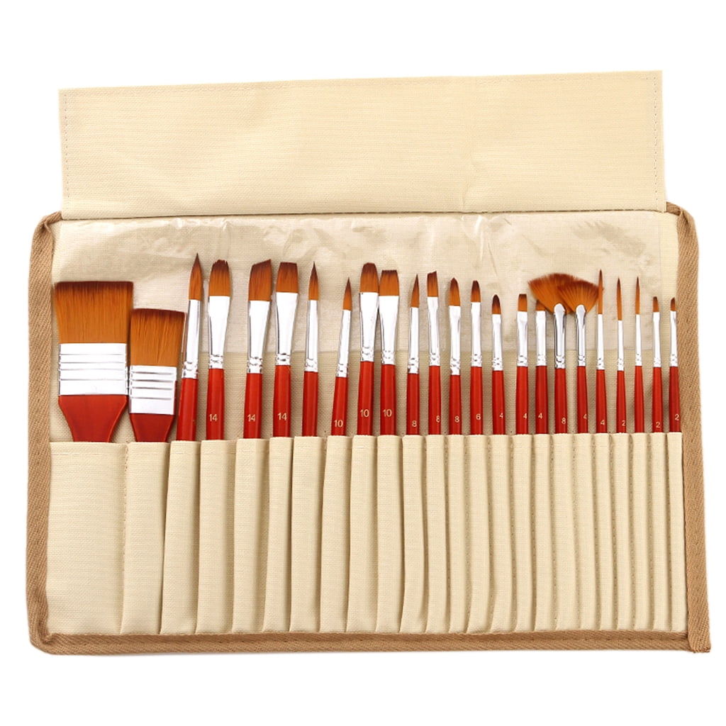 ZPAQI Pack of 24 Multi-in-1 Flat Head Paint Brush Set Gouache Acrylic Paint Brush Set