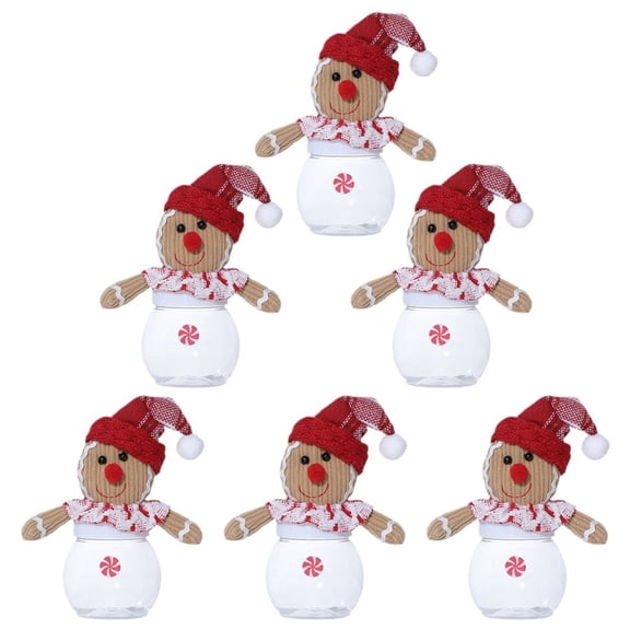 ZPAQI Pack of 6 Unique Christmas Treat Holders Gingerbreads Man Candy Storage Jar