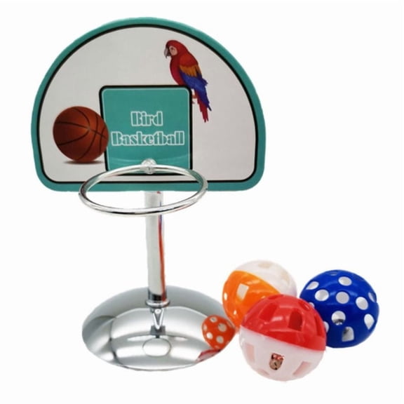 ZPAQI Pet Parrot Basketball Hoop Props Parakeet Bells Balls Puzzle Game Chew for Play