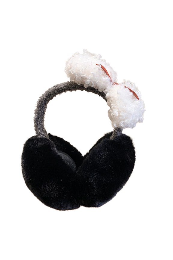 Plush Color Matching Earmuff Stuffed Bowknot Shape Earwarmer Unisex Ear Flap