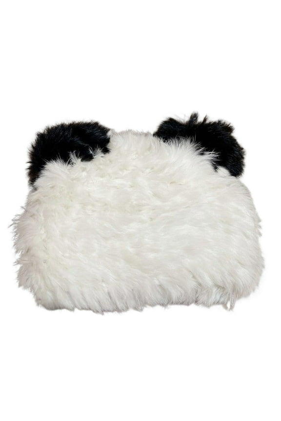 Plush Panda Hat Little Devil Hat Faux Fur Bear Ear Hat Plush Cat Ear Hat Beanie