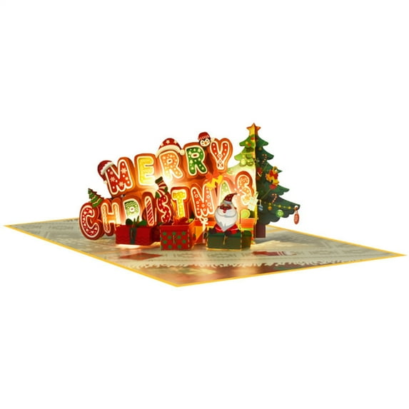 ZPAQI Pop Up Christmas Card 3D Tree Design with Music and Lights Perfect Holiday Gift Card