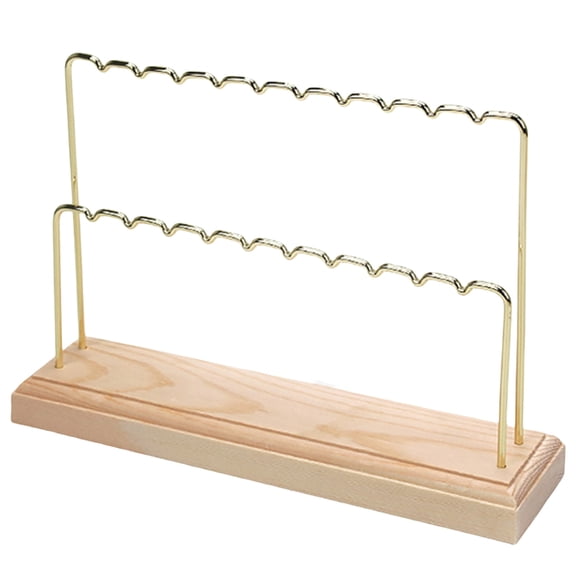 ZPAQI Practical Metal Jewelry Stand with Wood Base Holder for Store Counter Display