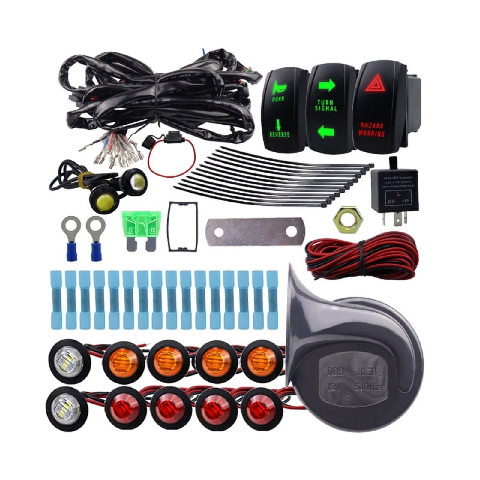 ZPAQI Pre-wired Turn Signal Horn Kit Warning Light Switch Reverse Lamp for UTV ATV SXS
