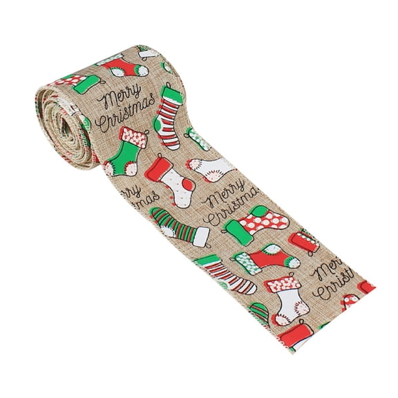 ZPAQI Printed Wired Edge Ribbons Burlap Decorative Ribbons for Crafts Wraping Gifts