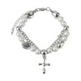 thumbnail image 1 of ZPAQI Punk Cross Pendant Bracelet Adjustable Wrist Chain Reflective Pearls Bangle, 1 of 12