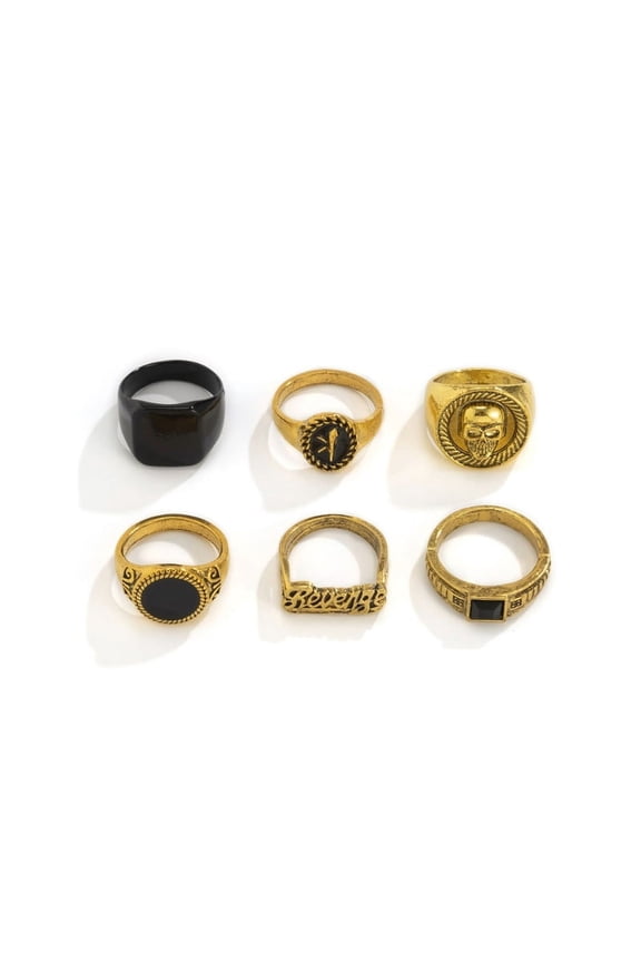 Punk Rings Hip Hop Vintage Geometric Set Unisex Couple Emo Trend Jewelry Ring