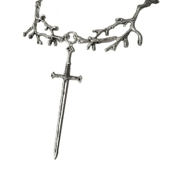 ZPAQI Punk Sword-Pendant Necklace Gothic Tree Branch Chain Sword-Hip Hop Silver