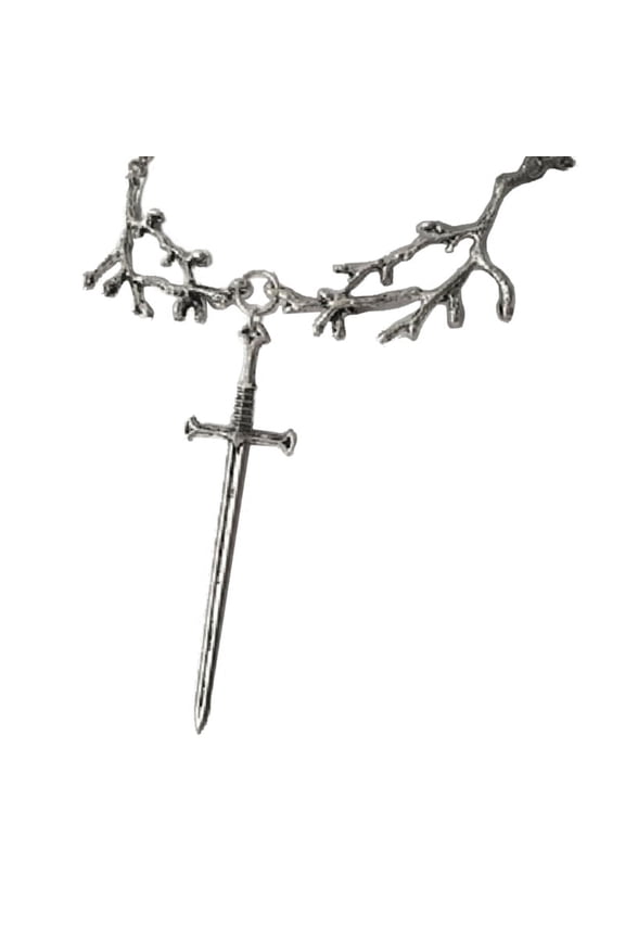 Punk Sword-Pendant Necklace Gothic Tree Branch Chain Sword-Hip Hop Silver