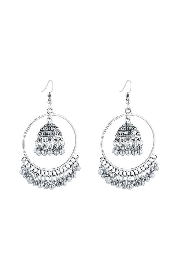 Retro Bell Tassel Drop Earrings Jhumka Indian Ethnic Dangling Earrings for Women