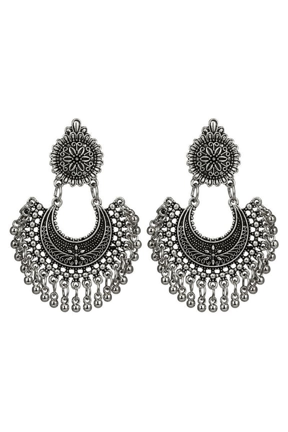 Retro Metal Tassel Drop Earrings Jhumka Indian Ethnic Bollywood Dangle Earrings