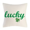 thumbnail image 1 of ZPAQI Saint Patricks Day Pillow Cover Square Linen Pillowcase Clover Letters Design, 1 of 7