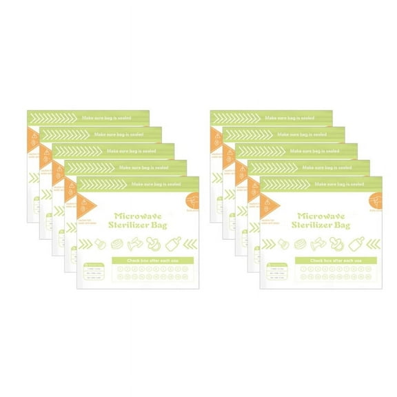 ZPAQI Set of 10 Reusable Sterilizer Bags 20 Times/bag for Microwaving Baby Bottles