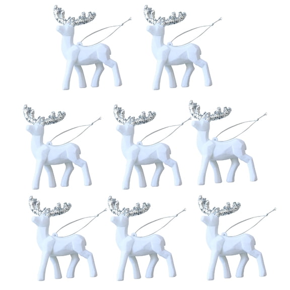 ZPAQI Set of 8 Reindeers Ornament with Lanyard Deer Figures for Holiday Decoration