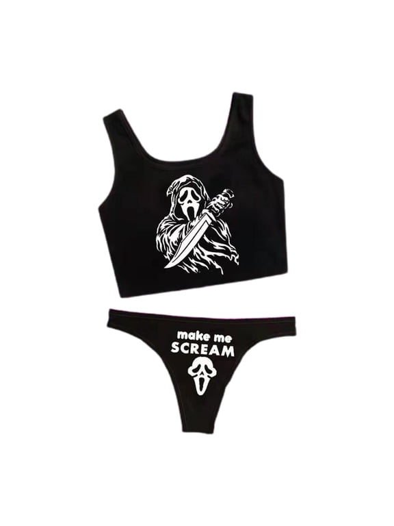 Sexy Goth Women's Bikini Two Piece Print Bikini Suit Swimsuit Goth Beach