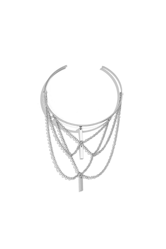Simple Tassel Chain Open Arm Cuff Armband Arm Bracelet Long Chain Multilayer