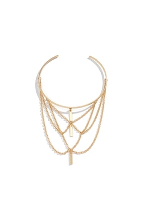 Simple Tassel Chain Open Arm Cuff Armband Arm Bracelet Long Chain Multilayer
