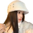 thumbnail image 1 of ZPAQI Sophisticated Heart Hat Rhinestones Decorated Hat Rabbit Furs Hat Stylish Hat, 1 of 18