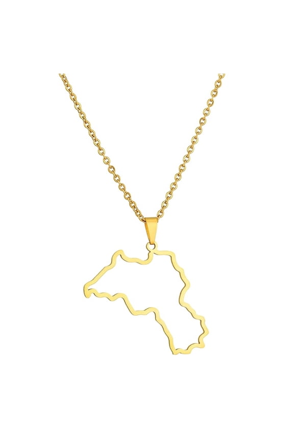 Stainless Steel Kurdistan Map Pendant Necklace Women Men Fashion Jewelry Gift