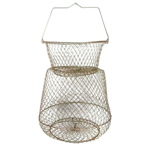 ZPAQI Steel Wire Fish Baskets Cage Portable Fishing Basket for Freshwater Saltwater
