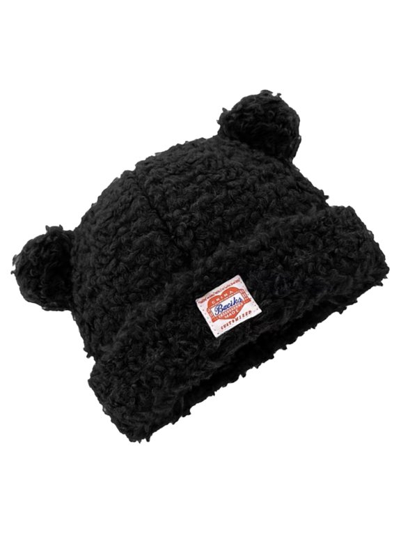 Stylish Plush Hat Lovely Bear Ear Beanies Hat Thicken Caps for Winter Wear