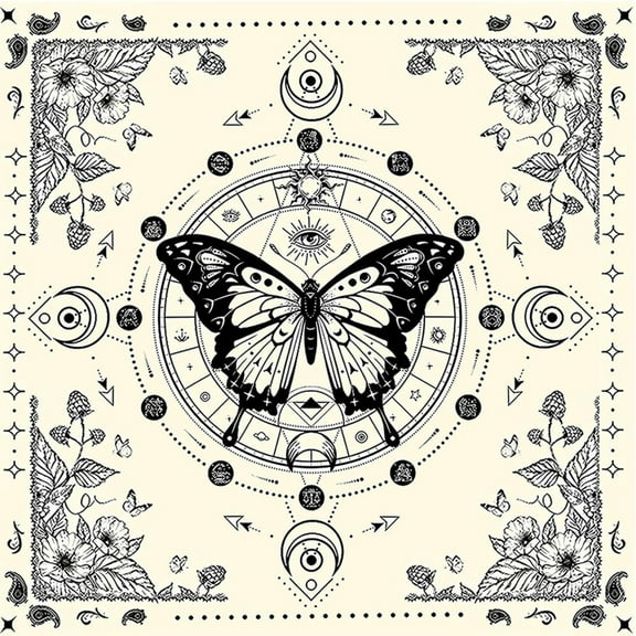 ZPAQI Tarots Tablecloth Divinations Tapestry Moon Butterfly Astrologys Tablecloth