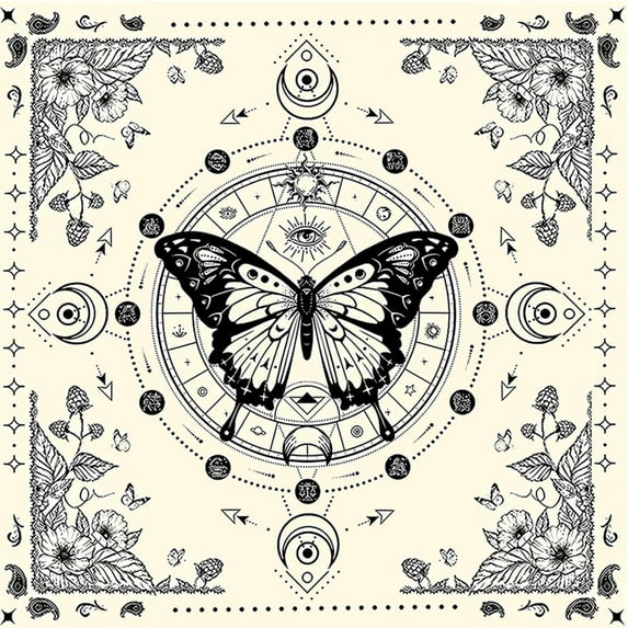 ZPAQI Tarots Tablecloth Divinations Tapestry Moon Butterfly Astrologys Tablecloth