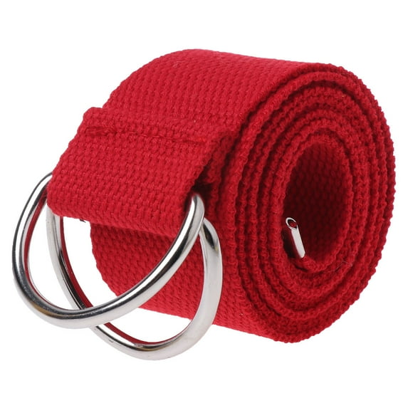 ZPAQI Teenager Boys Girls Students Double Ring Buckle Waist Belt Canvas Solid Color