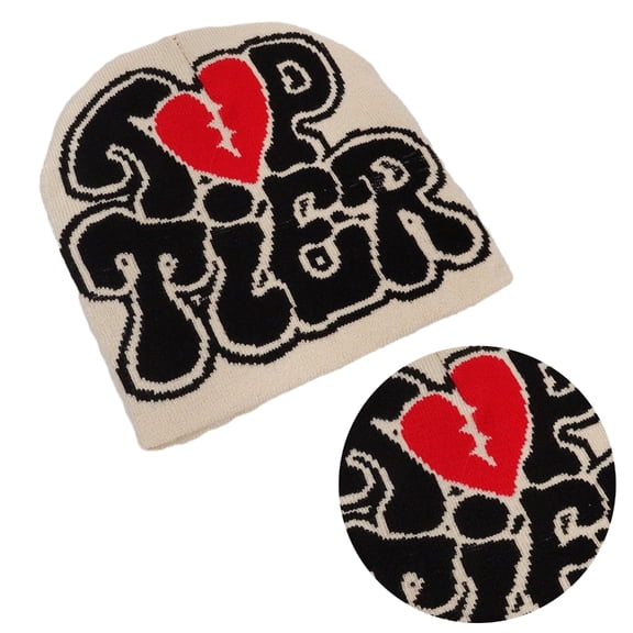 ZPAQI Teens Beanies Knit Caps with Jacquard Heart&Letter Pattern Skiing Hat