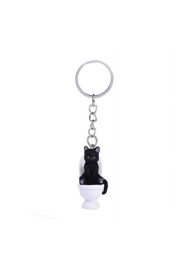 Toilet Cat Key Holder Unique Bag Accessory or Key Chain Alternative Keychains
