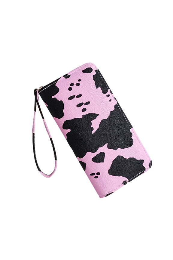 Trendy Cow Print PU Leather Wallet Card Holder Organizer for Cash and Cards For Valentine's Day Gift