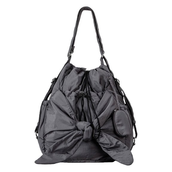 ZPAQI Trendy Nylon Crossbody Bucket Bag Large Capacity Bowknot Drawstring Backpack