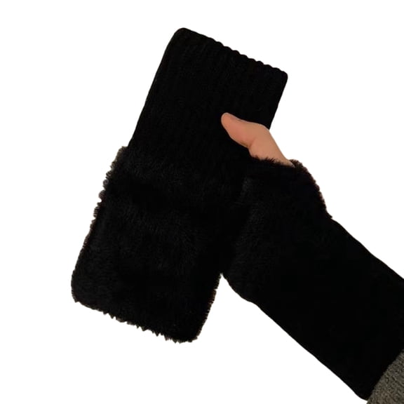 ZPAQI Trendy Soft Thermal Gloves Warm for Girl Women Knitted Gloves Half Finger