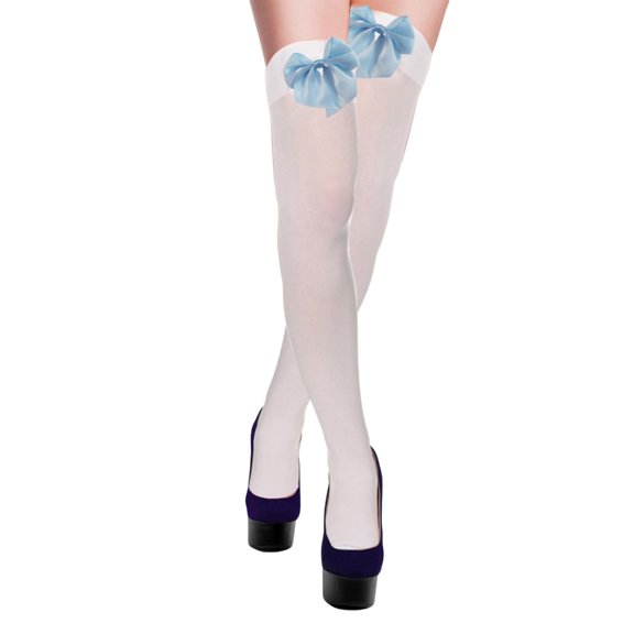 ZPAQI Trendy Velvets Over Knee Socks Bows Embellished Long Stockings for Party Wear