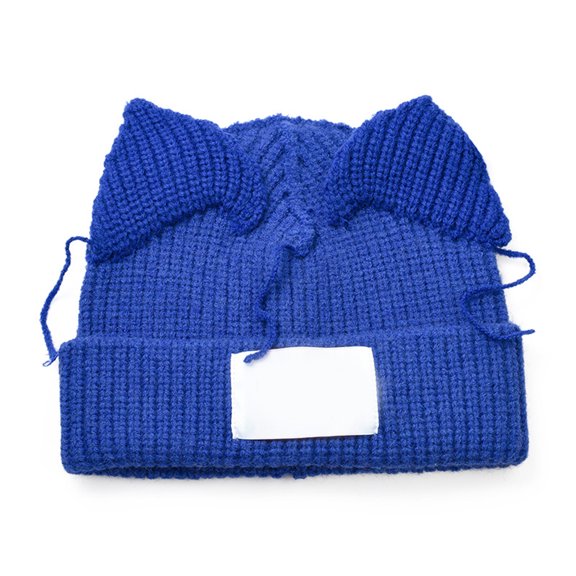 ZPAQI Trendy for Cat Ear Wool Hat Letter Patch Knitted Hat Beanie Hat for Xm