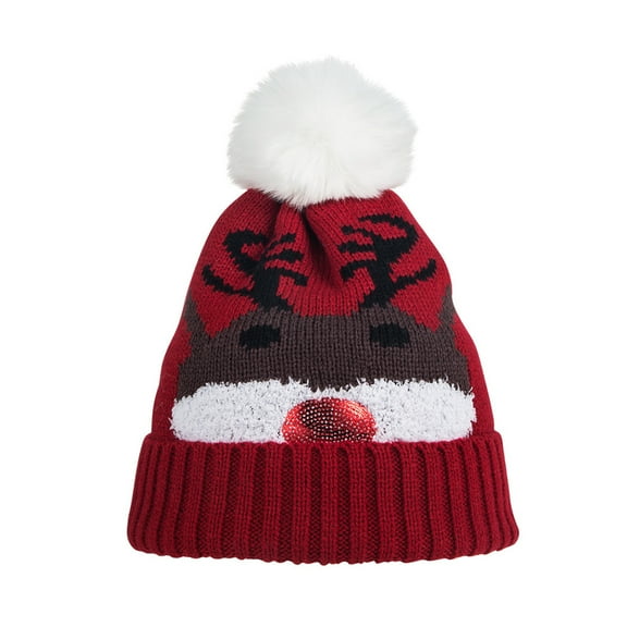 ZPAQI Unisex Santa Claus Beanie Hat Elk Woolen Knit Hat Wild Warm for Xmas Gatherings