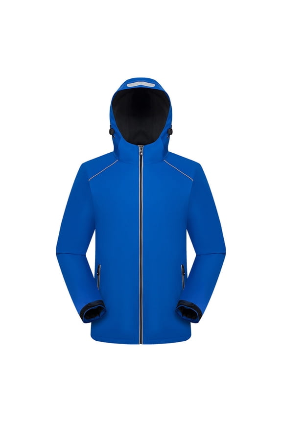 Unisex Winter Waterproof for Jacket Thermal Warm Fleece Lining Reflective Strips Hoodie Zipper Coat Softshell Hiking Out