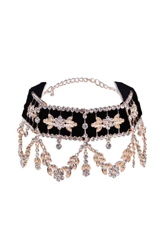 Velvet Choker Rhinestone Necklace Gothic Collar Jewelry Short Chain Necklace