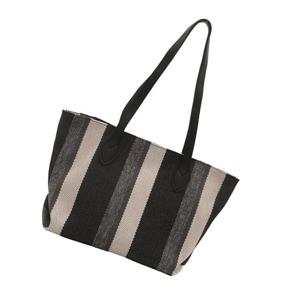 ZPAQI Versatile Canvas Striped Shopper Bag with Multi Function Storage Large Handbag