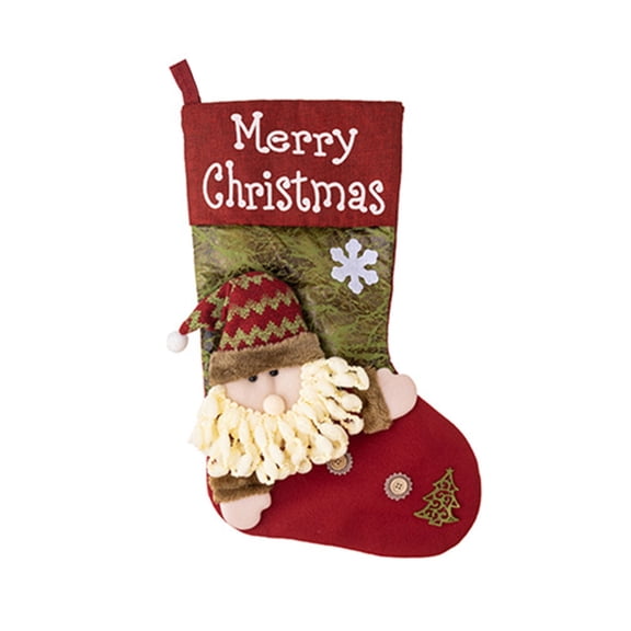 ZPAQI Vintage Christmas Stocking Large PU Leather Socks Gift Candy Pouch Storage Bag Festive Ornament Decor Party Supplies