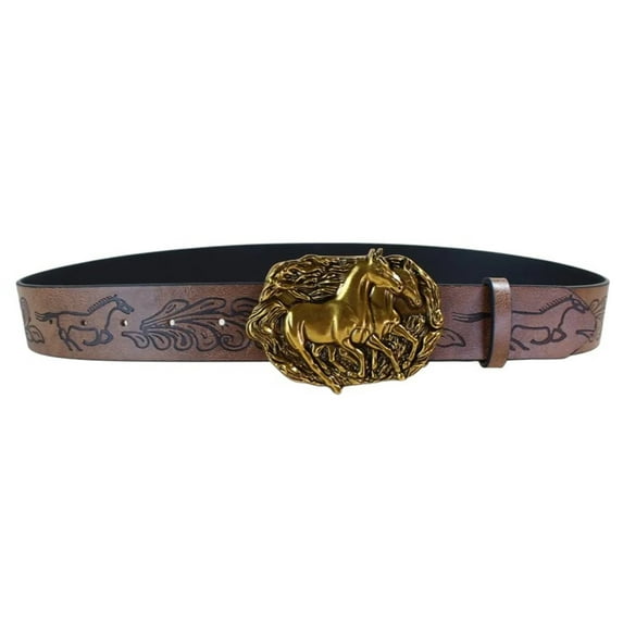ZPAQI Waist Belt Carved Horse Cool Punk Belt Cowboy Cowgirl Classical Belt