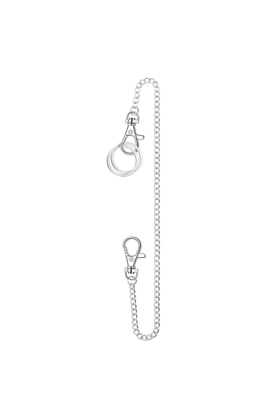 Wallet Chain Silver Keychain with Both Ends Lobster Clasps and Extra-2 Rings