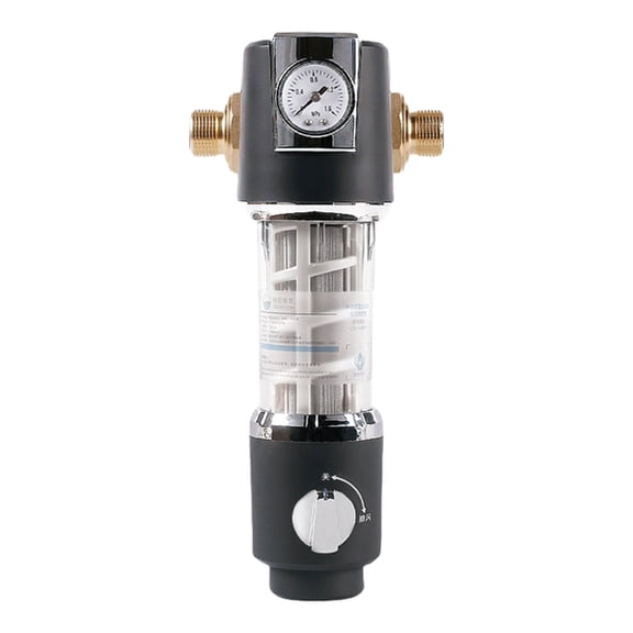 ZPAQI Whole Houses Water Filter System Pipeline Pre Filter with Gauge Metal Texture