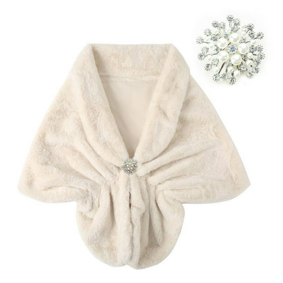ZPAQI Winter Warm Bridal Shawl Set Wedding Shawl Capes Cloak Faux Furs Women Wrap