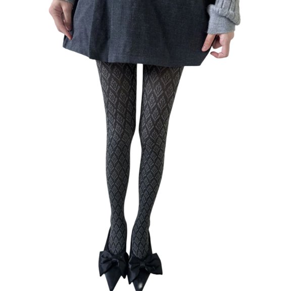 ZPAQI Women Autumn Slimming Stockings Pantyhose Dark Floral Patterned Silky Tights