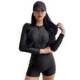 thumbnail image 1 of ZPAQI Women Conservative Swimwear Long Sleeve Swimsuit High Leg Boxer Swimming Pants, 1 of 12